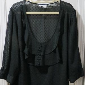 Black ruffle blouse with 3d dots